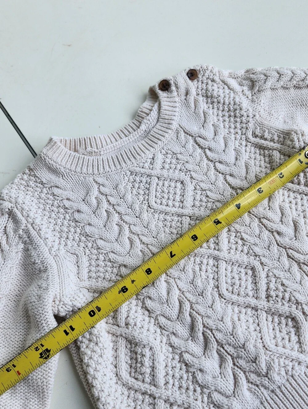 Baby GAP Size 18-24 Months Ivory  Cream Long Sleeved Cable Knit Sweater Cotton
